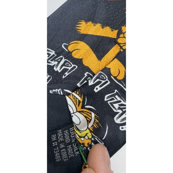 Paws Addiction Garfield Cat Vintage Coffee 100% Silk Tie Black 58” - Picture 7 of 8